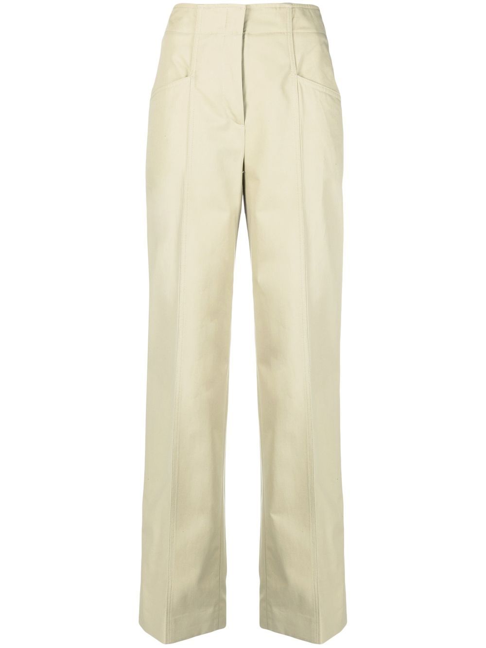 Calvin Klein high-waisted straight cotton trousers - Neutrals von Calvin Klein