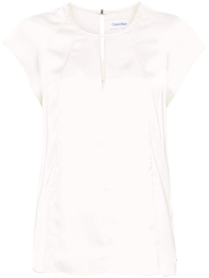 Calvin Klein keyhole-neck satin blouse - Neutrals von Calvin Klein