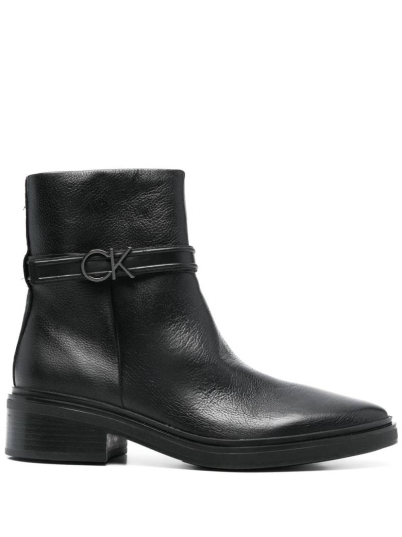 Calvin Klein leather ankle boots - Black von Calvin Klein