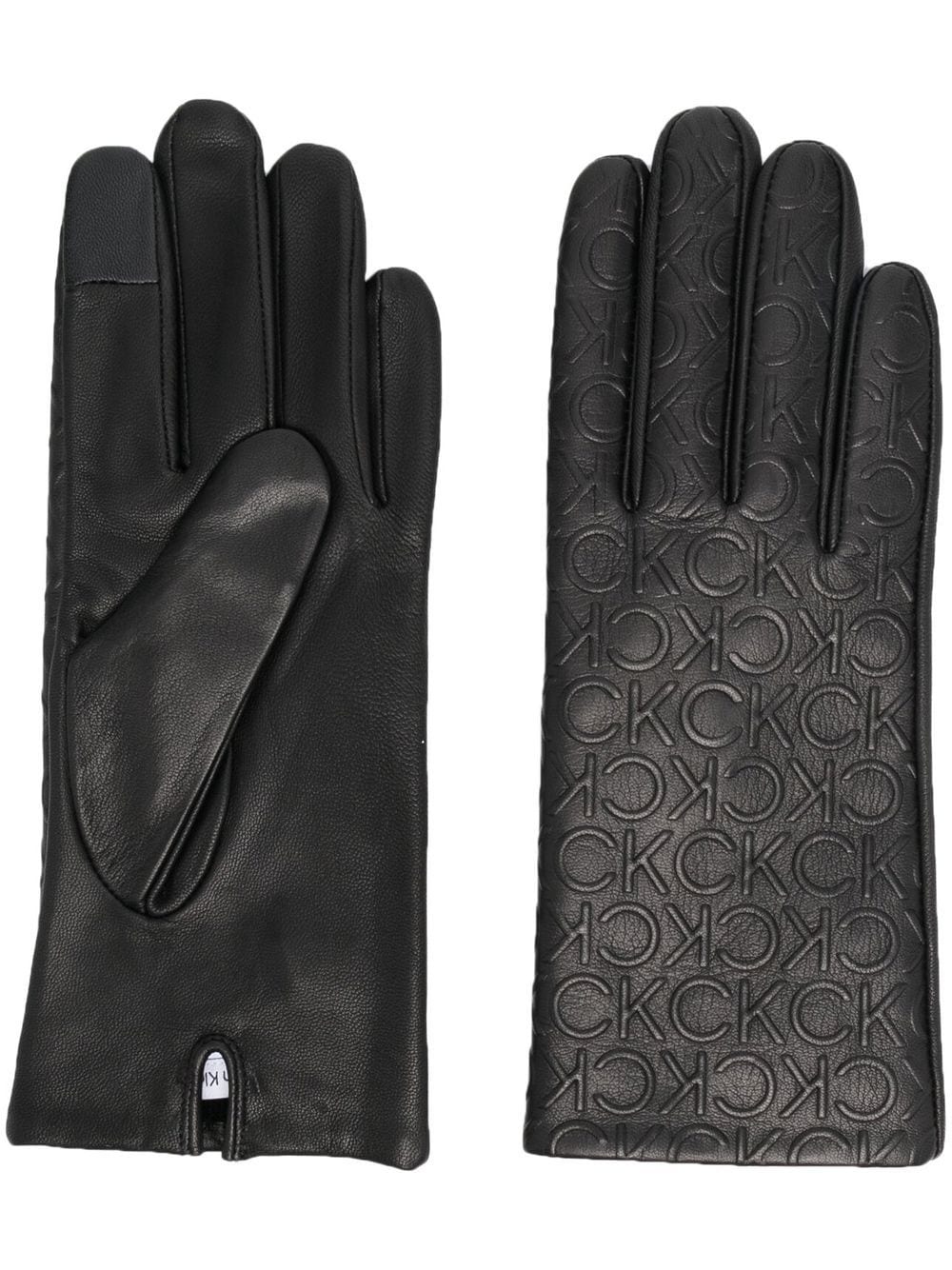 Calvin Klein logo-embossed leather gloves - Black von Calvin Klein