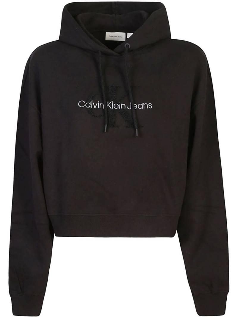 Calvin Klein logo-embroidered hoodie - Black von Calvin Klein