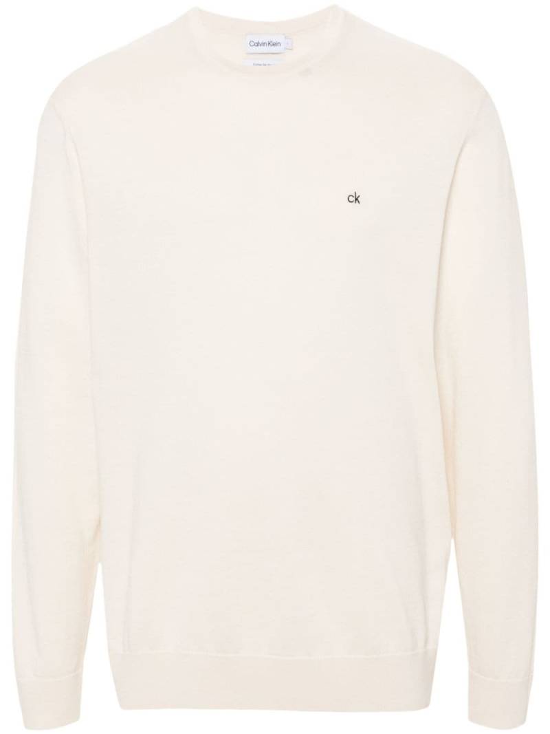 Calvin Klein logo-embroidered jumper - Neutrals von Calvin Klein