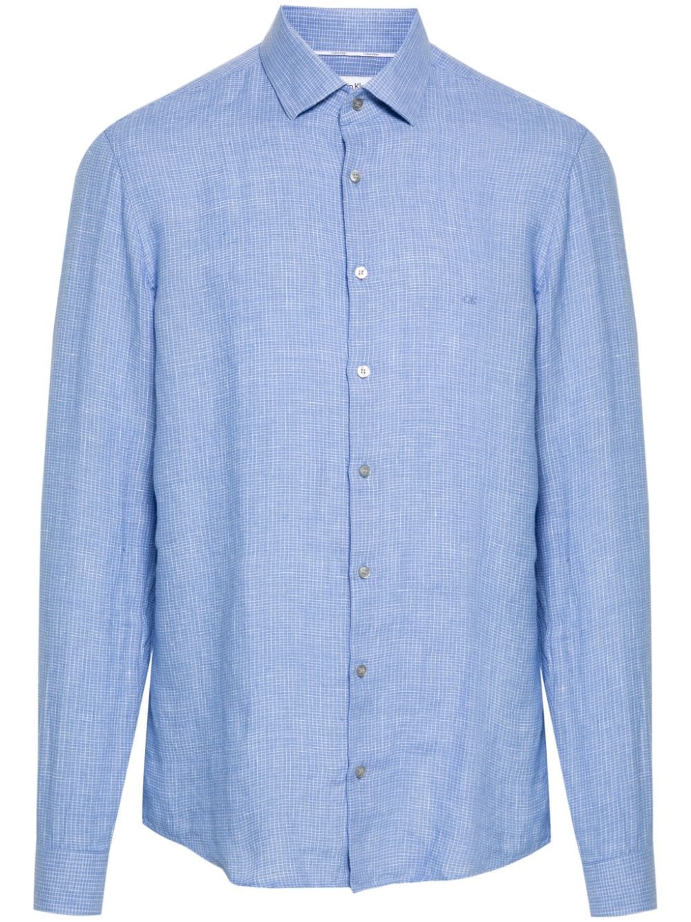 Calvin Klein logo-embroidered linen shirt - Blue von Calvin Klein