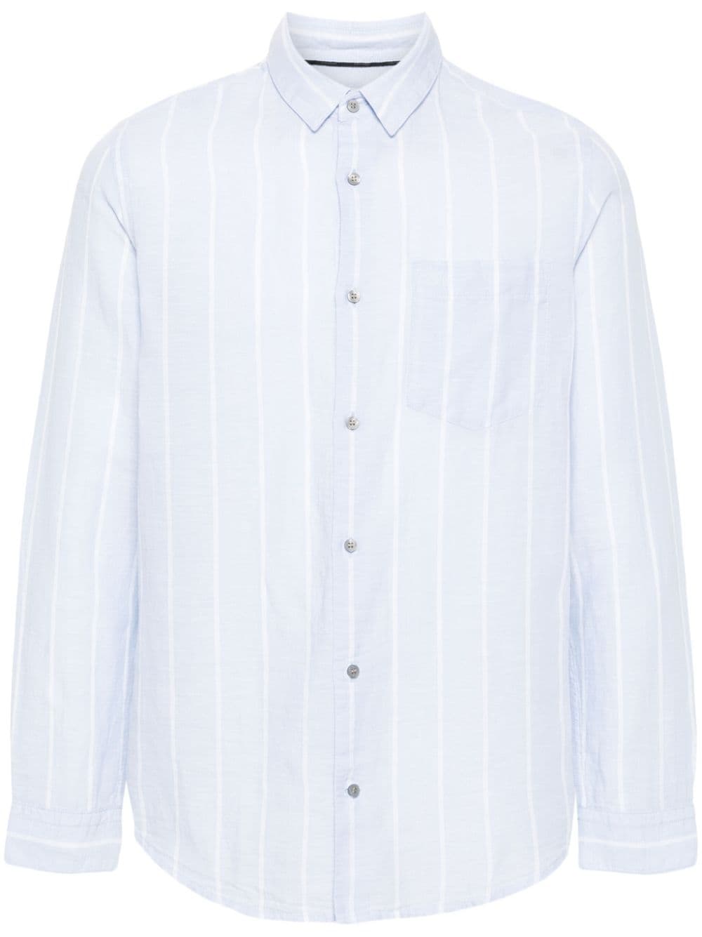 Calvin Klein logo-embroidered striped shirt - Blue von Calvin Klein