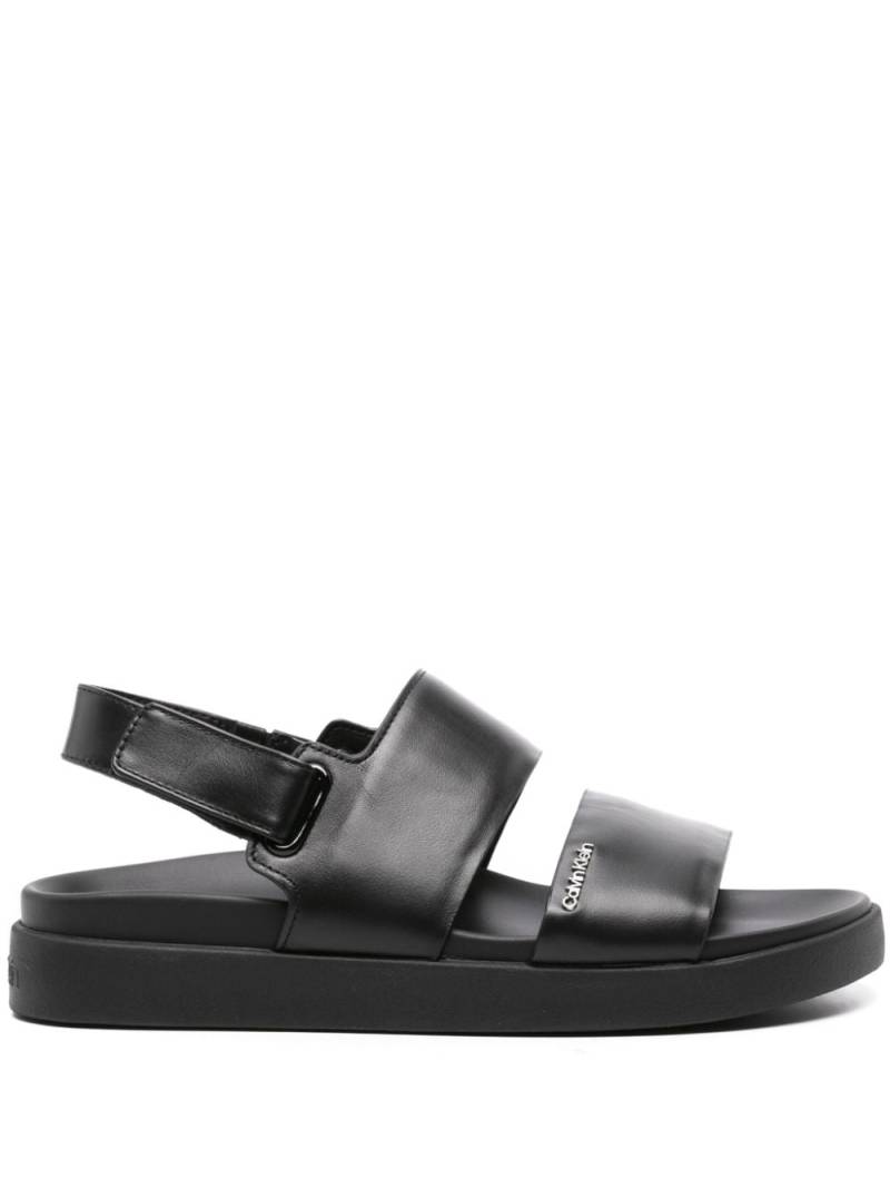 Calvin Klein logo-lettering leather sandals - Black von Calvin Klein