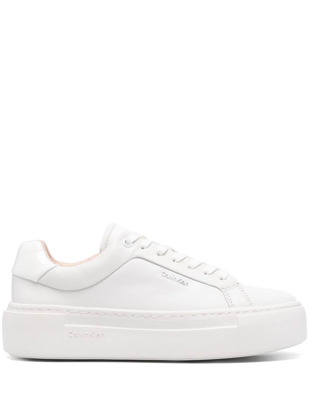 Calvin Klein logo-lettering leather sneakers - White von Calvin Klein