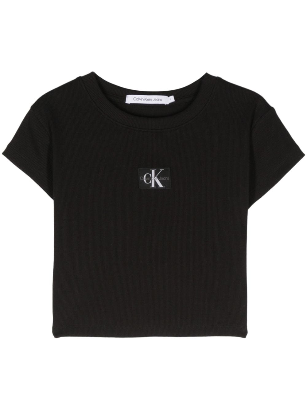 Calvin Klein logo-patch cropped T-shirt - Black von Calvin Klein