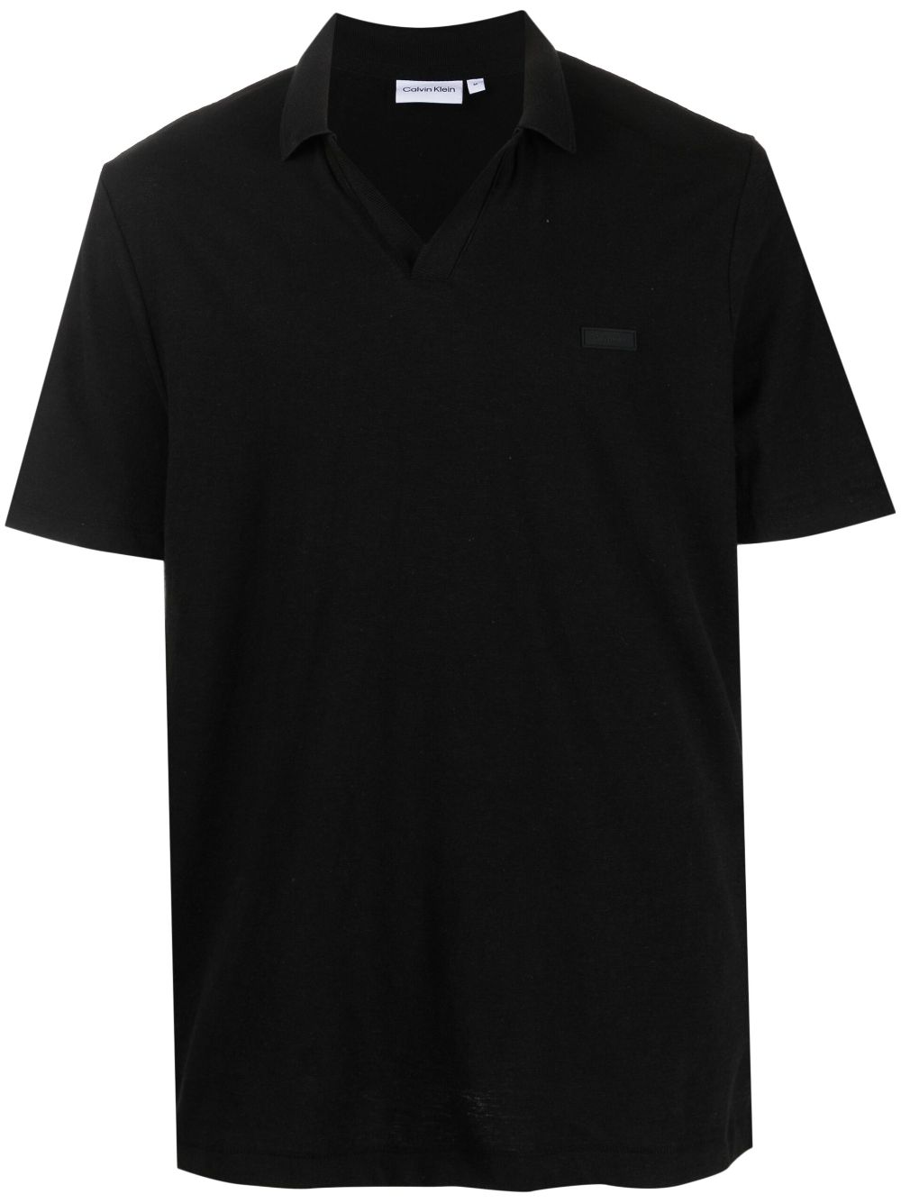 Calvin Klein logo-patch split-neck polo shirt - Black von Calvin Klein