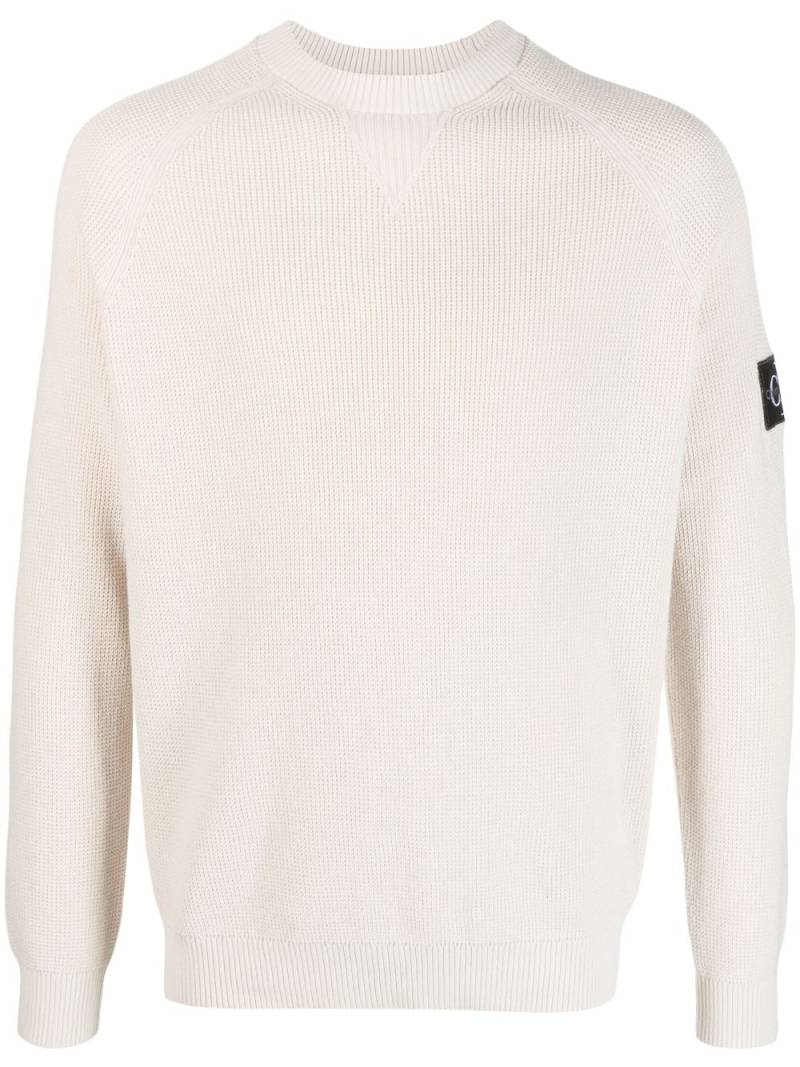 Calvin Klein logo-patch waffle-knit jumper - Neutrals von Calvin Klein