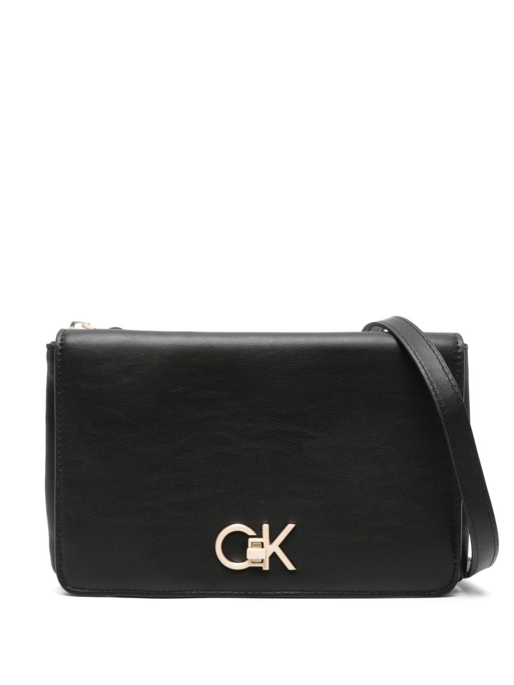 Calvin Klein logo-plaque faux-leather crossbody bag - Black von Calvin Klein