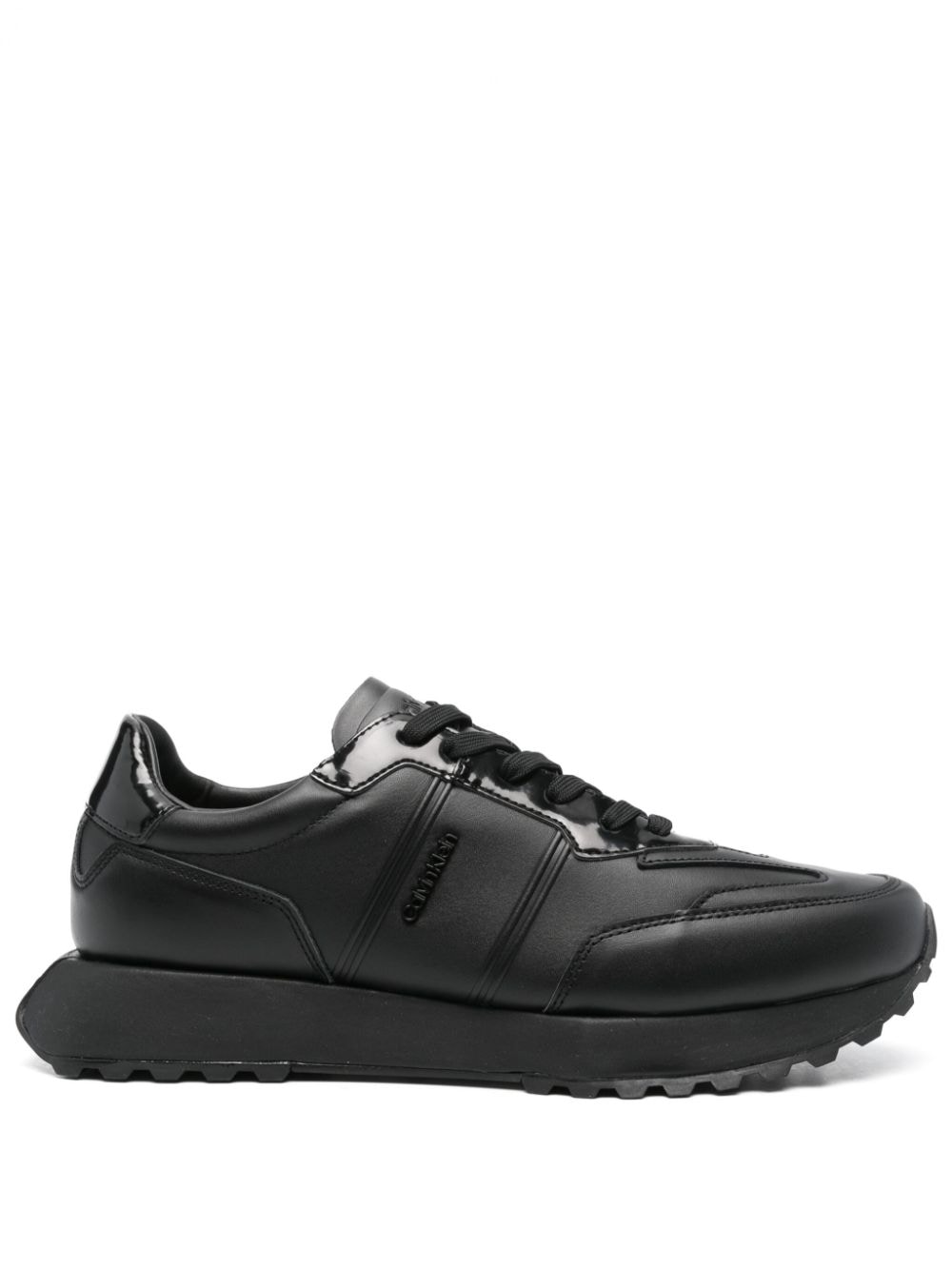 Calvin Klein logo-plaque leather sneakers - Black von Calvin Klein