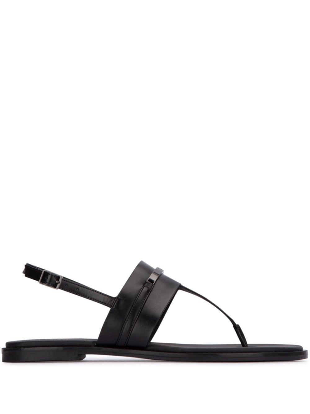 Calvin Klein logo-plaque leather thong sandals - Black von Calvin Klein