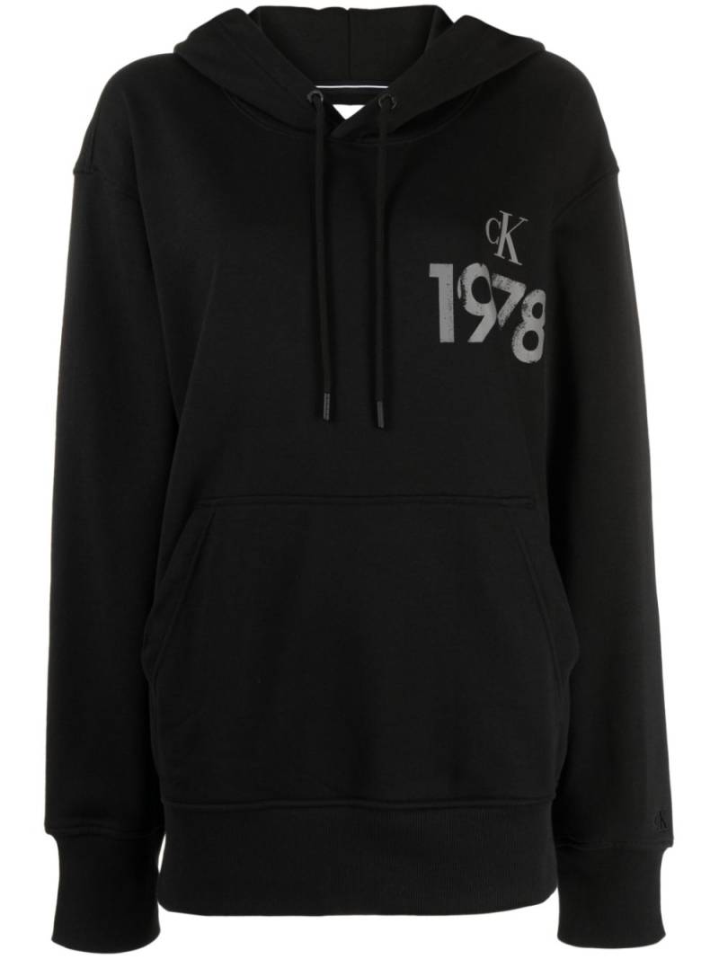 Calvin Klein logo-print cotton hoodie - Black von Calvin Klein