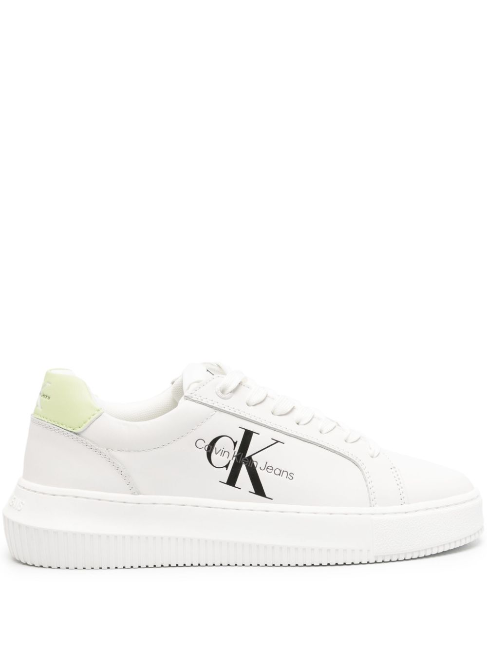 Calvin Klein logo-print leather sneakers - White von Calvin Klein