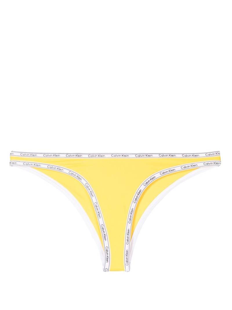 Calvin Klein logo-print strap bikini bottoms - Yellow von Calvin Klein