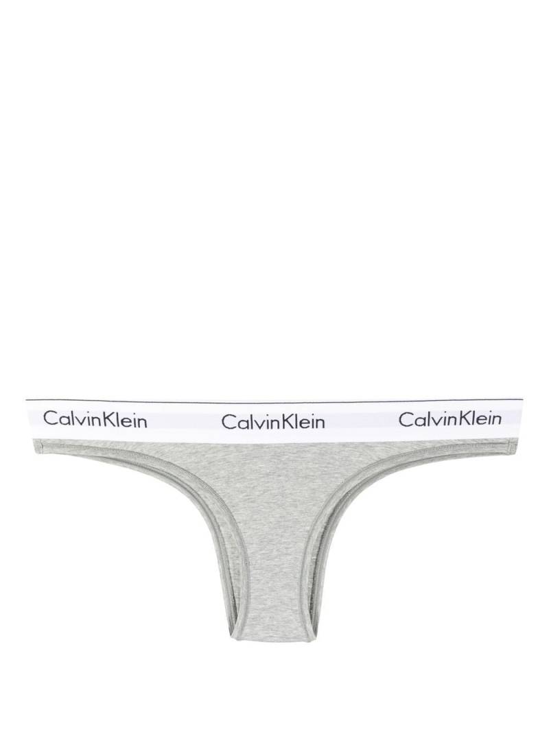 Calvin Klein logo-waistband thong - Grey von Calvin Klein