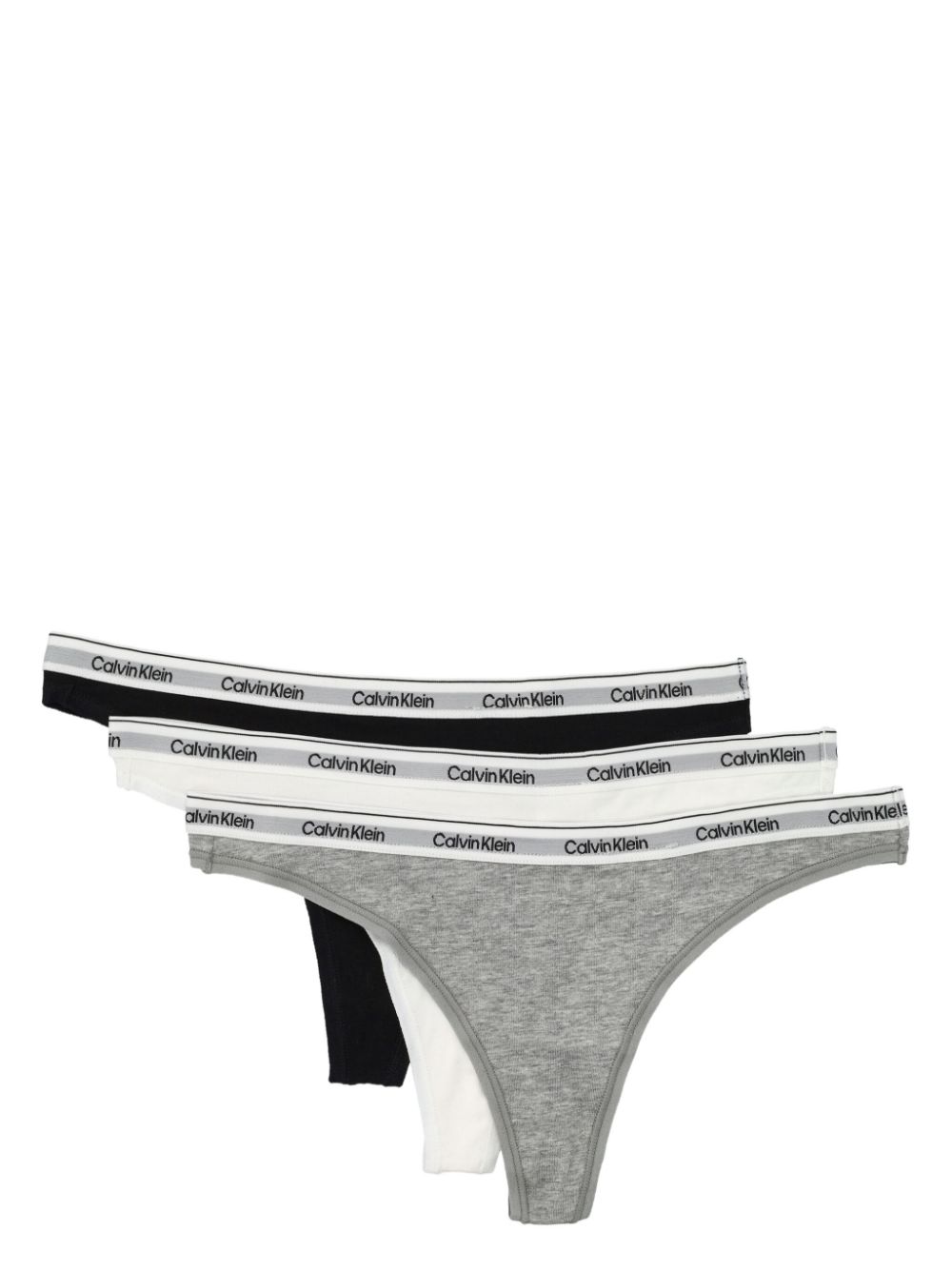 Calvin Klein logo-waistband thongs (pack of three) - White von Calvin Klein