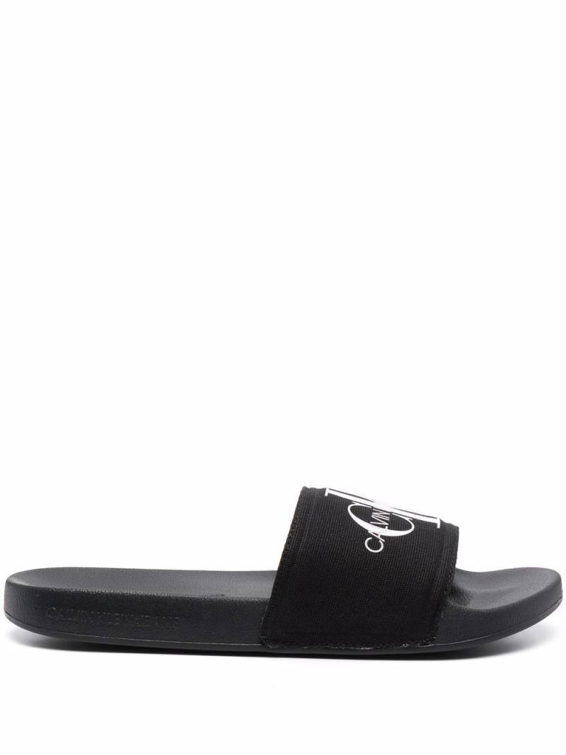 Calvin Klein monogram-print slides - Black von Calvin Klein