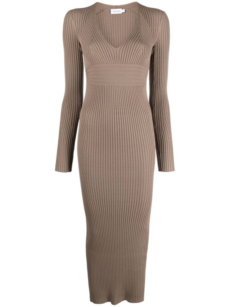 Calvin Klein ribbed-knit bodycon maxi dress - Brown von Calvin Klein