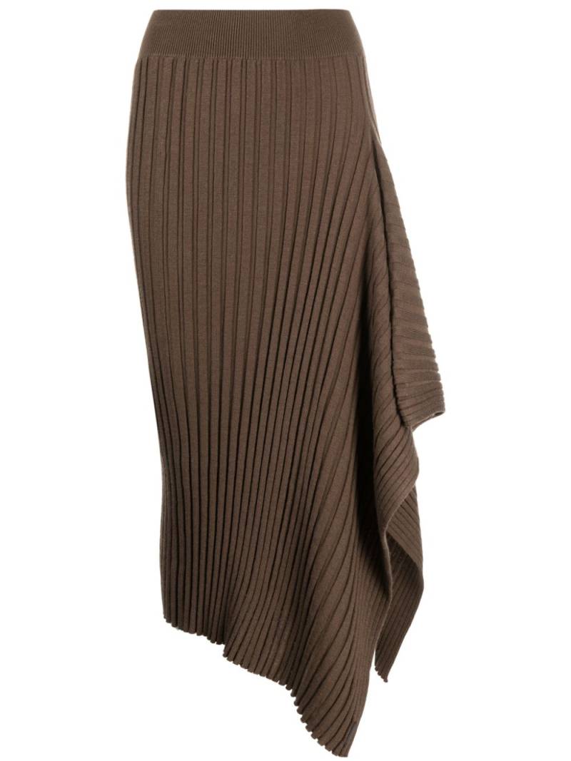 Calvin Klein ribbed-knit draped midi skirt - Brown von Calvin Klein