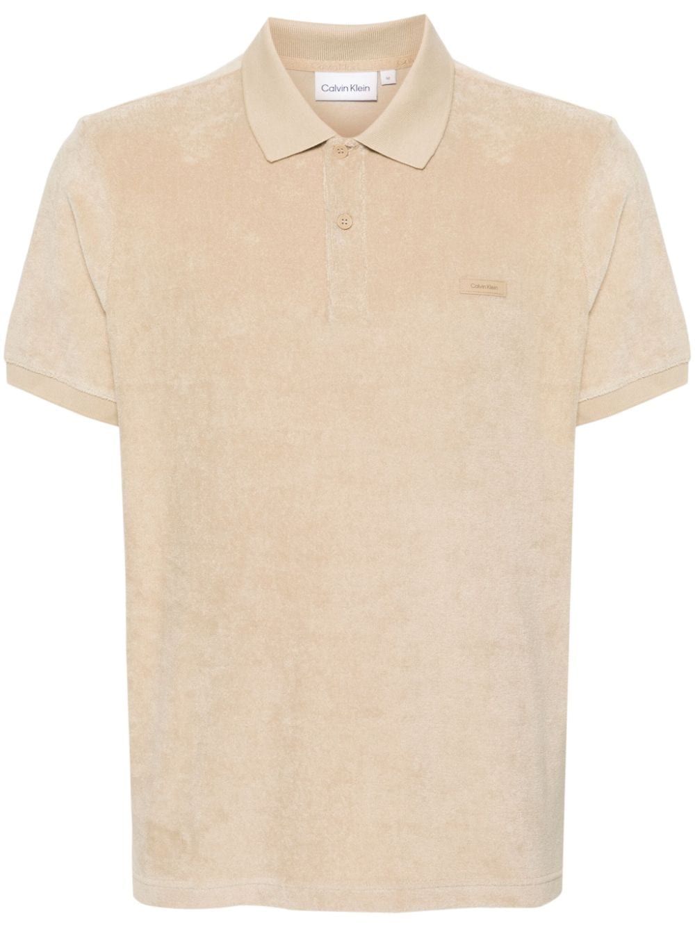 Calvin Klein rubberised-logo towelling polo shirt - Neutrals von Calvin Klein