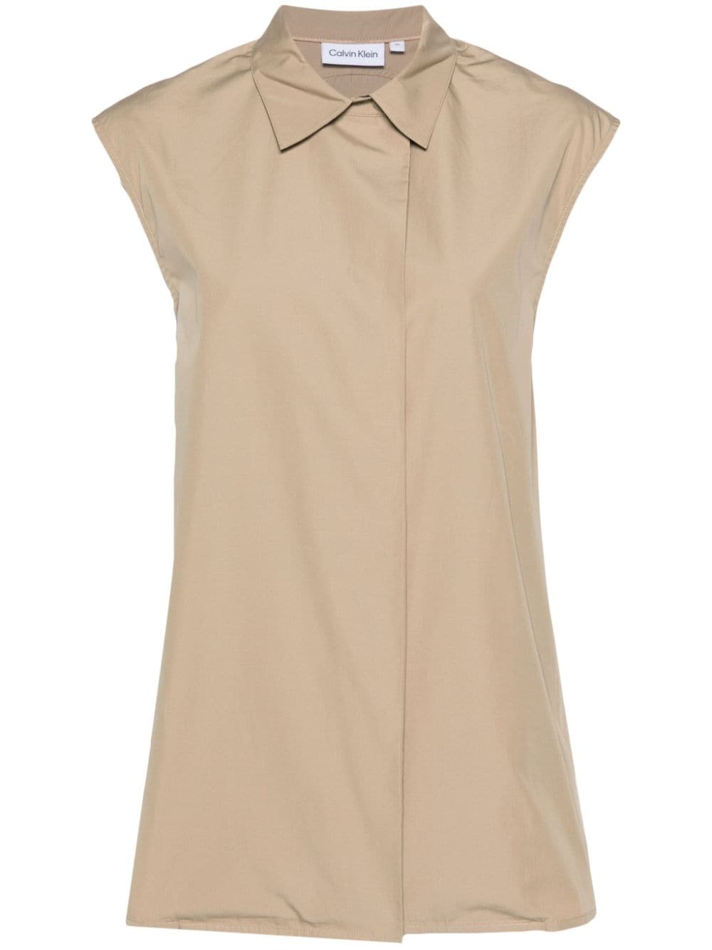 Calvin Klein sleeveless poplin shirt - Neutrals von Calvin Klein