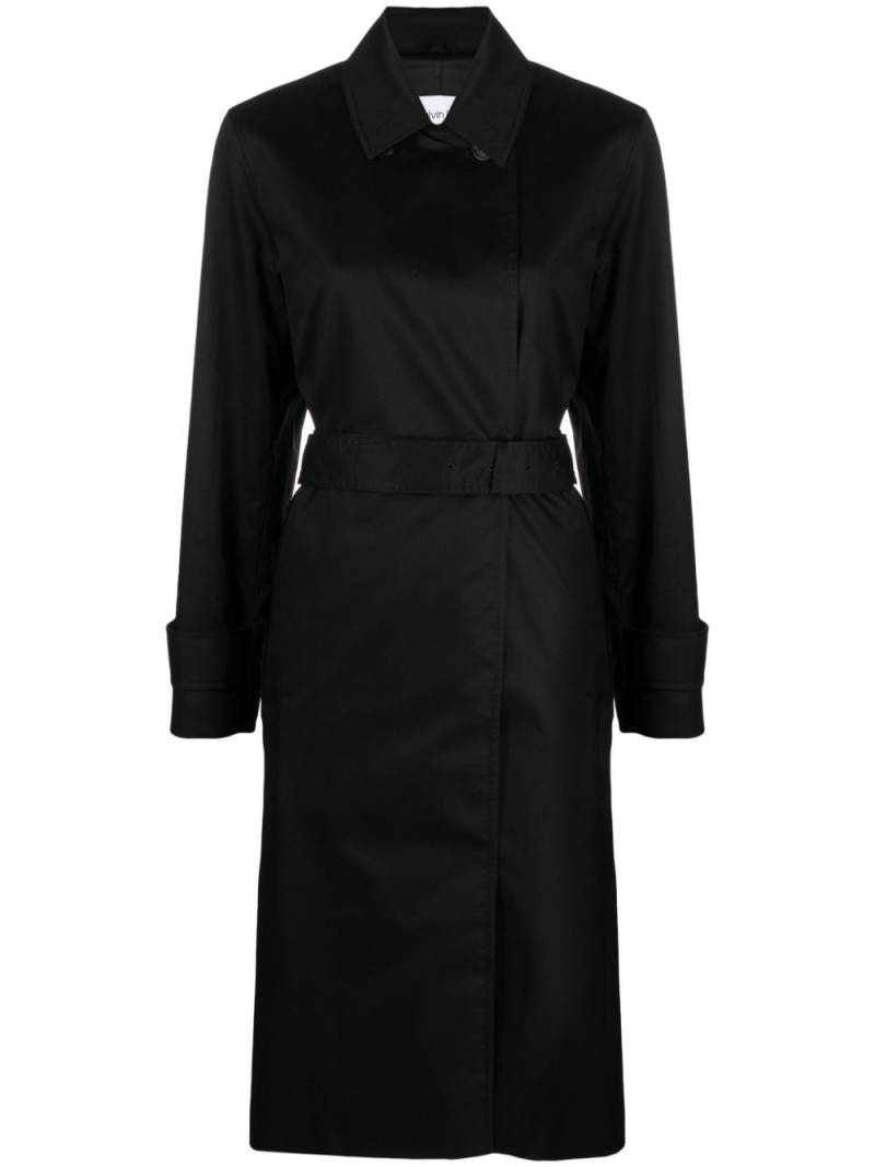 Calvin Klein spread-collar belted trench coat - Black von Calvin Klein