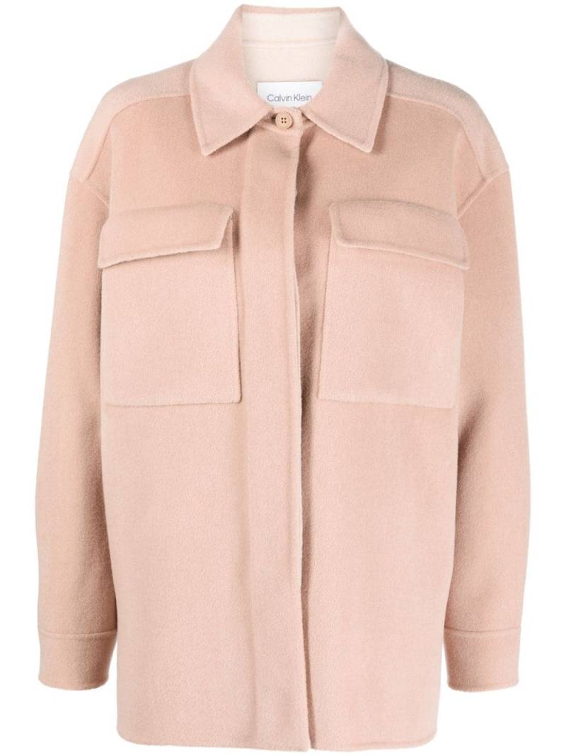 Calvin Klein spread-collar wool shirt jacket - Pink von Calvin Klein