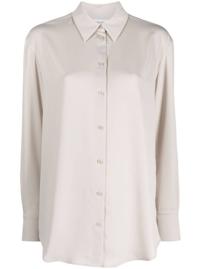 Calvin Klein straight-point collar long-sleeve shirt - Silver von Calvin Klein