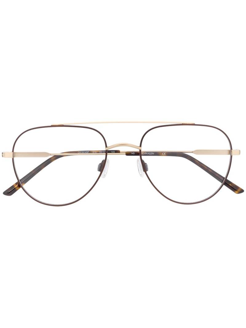 Calvin Klein tortoiseshell pilot-frame glasses - Gold von Calvin Klein