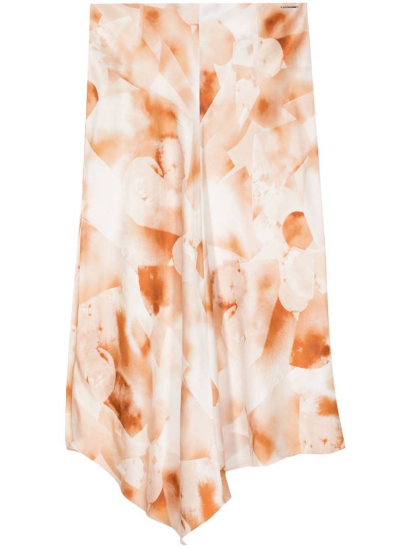 Calvin Klein watercolour print satin midi skirt - Neutrals von Calvin Klein