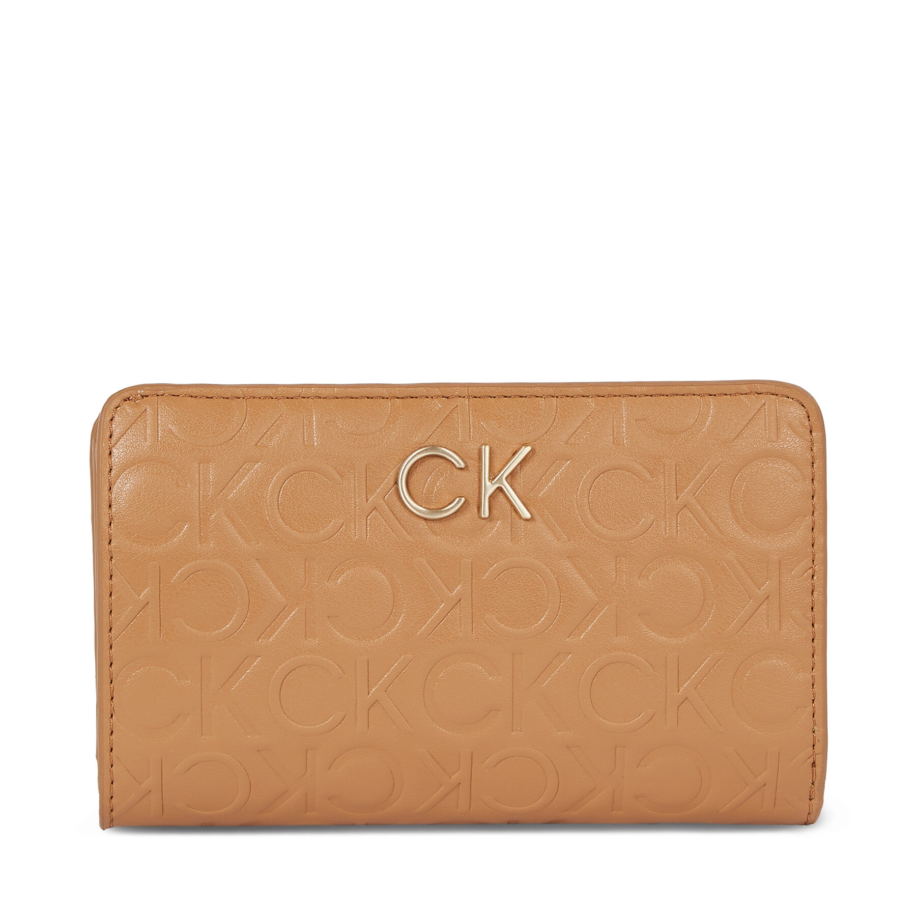 Damen Geldbörse Calvin Klein Re-Lock Bifold Fr Wallet Emb K60K611318 Braun von Calvin Klein