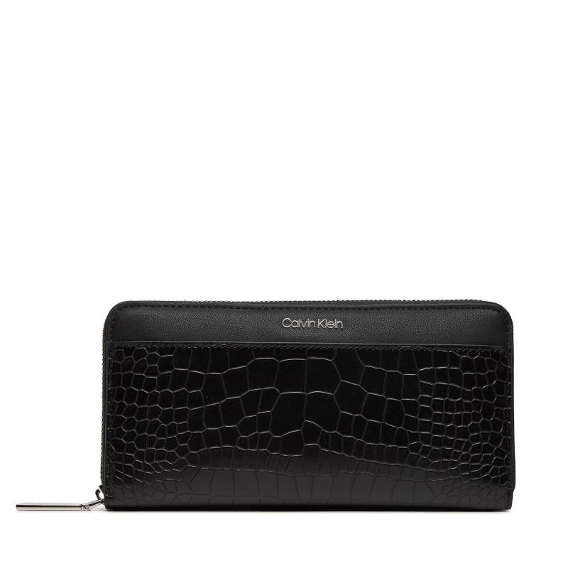 Große Damen Geldbörse Calvin Klein Ck Must Lg Zip Around_Croco K60K612356 Schwarz von Calvin Klein