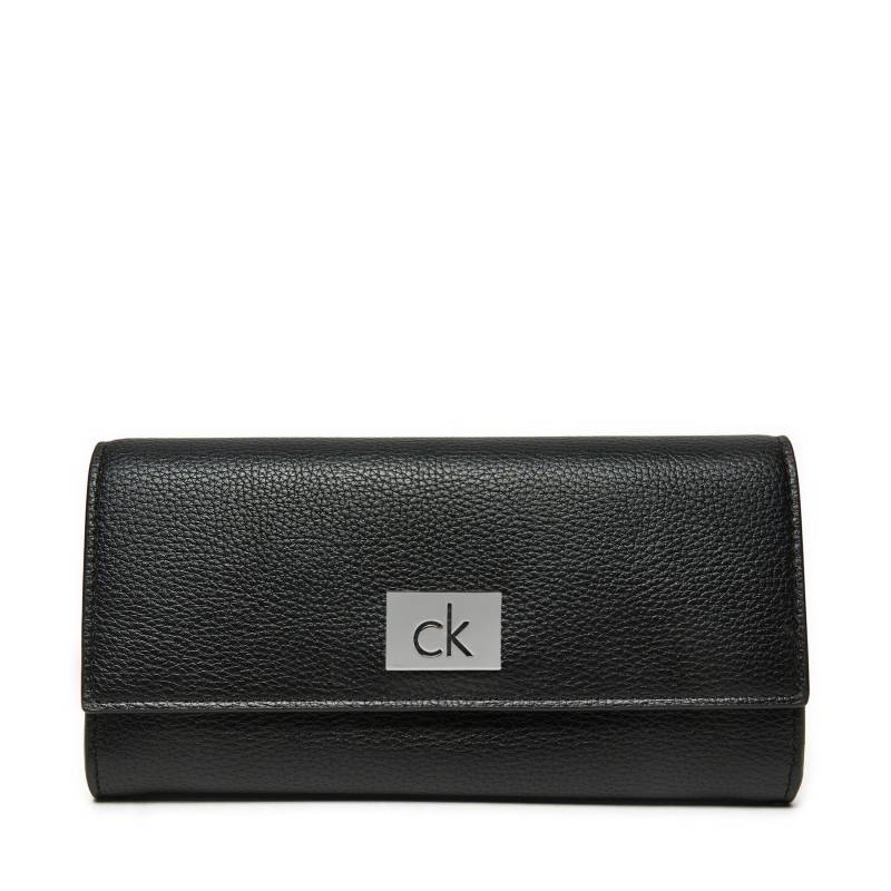 Große Damen Geldbörse Calvin Klein Ck Plaque Large Trifold K60K612839 Schwarz von Calvin Klein