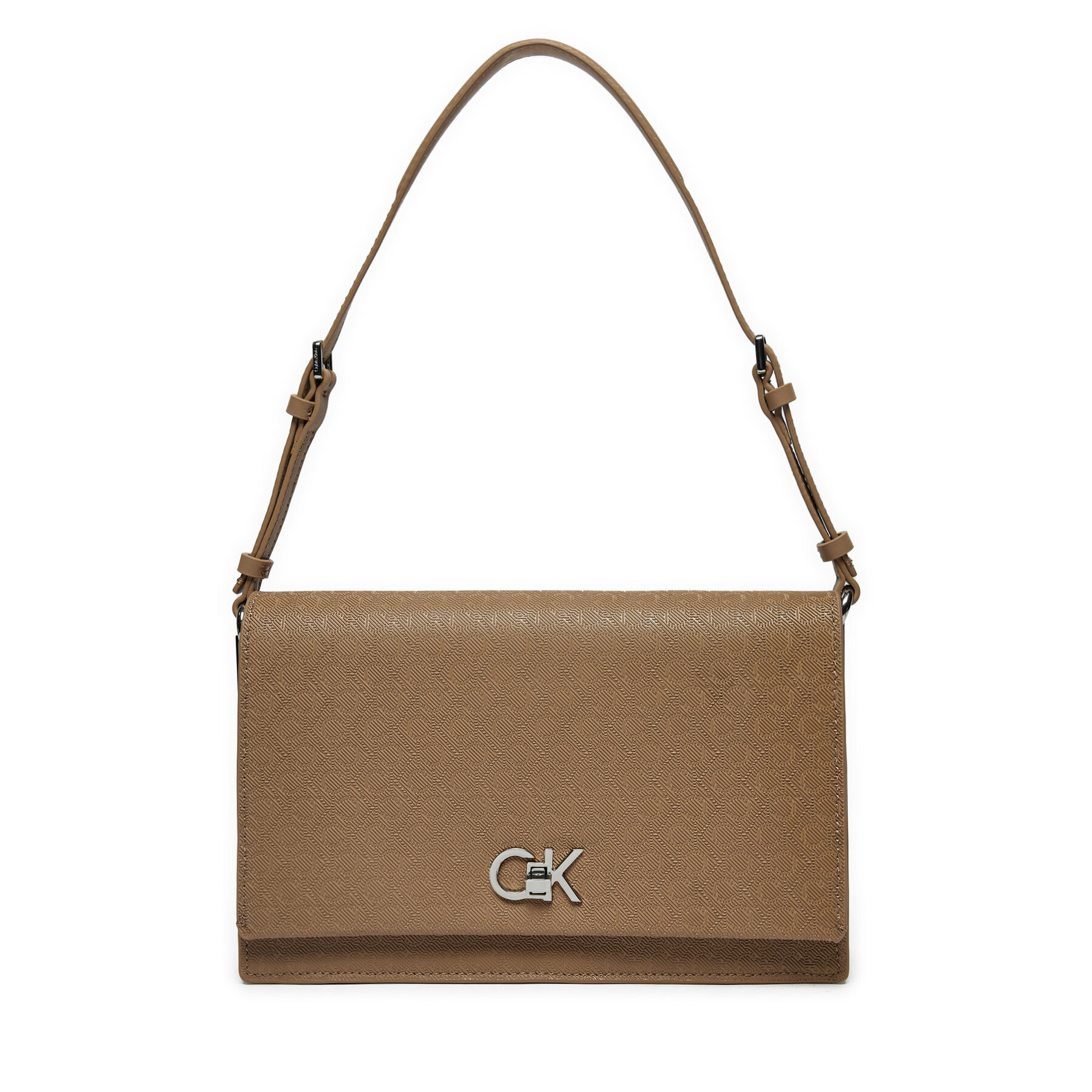 Handtasche Calvin Klein Ck Elongated Shoulder Bag_Mono K60K613139 Beige von Calvin Klein