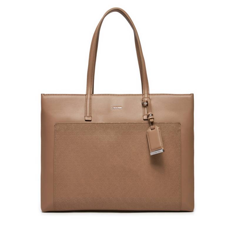 Handtasche Calvin Klein Ck Must Medium Shopper_Mono K60K612774 Beige von Calvin Klein