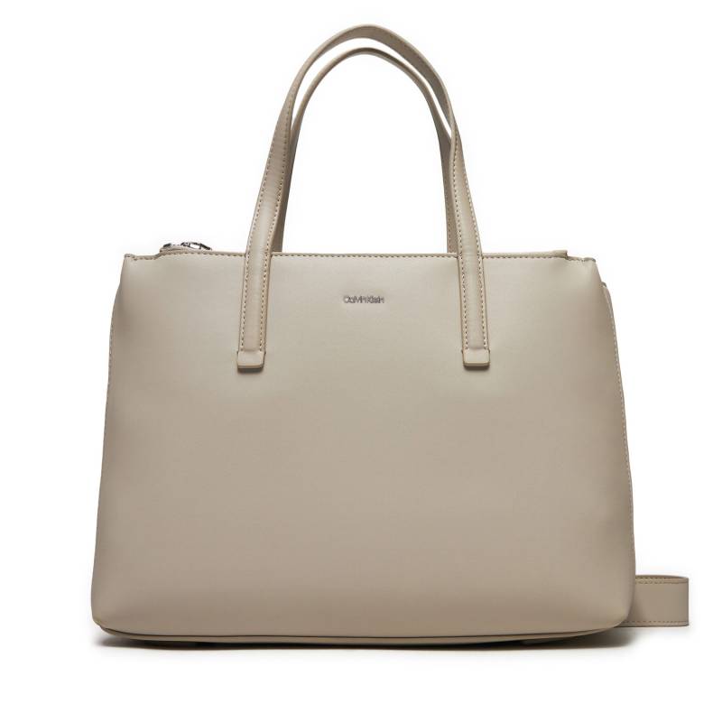 Handtasche Calvin Klein Ck Must Medium Tote K60K612279 Beige von Calvin Klein