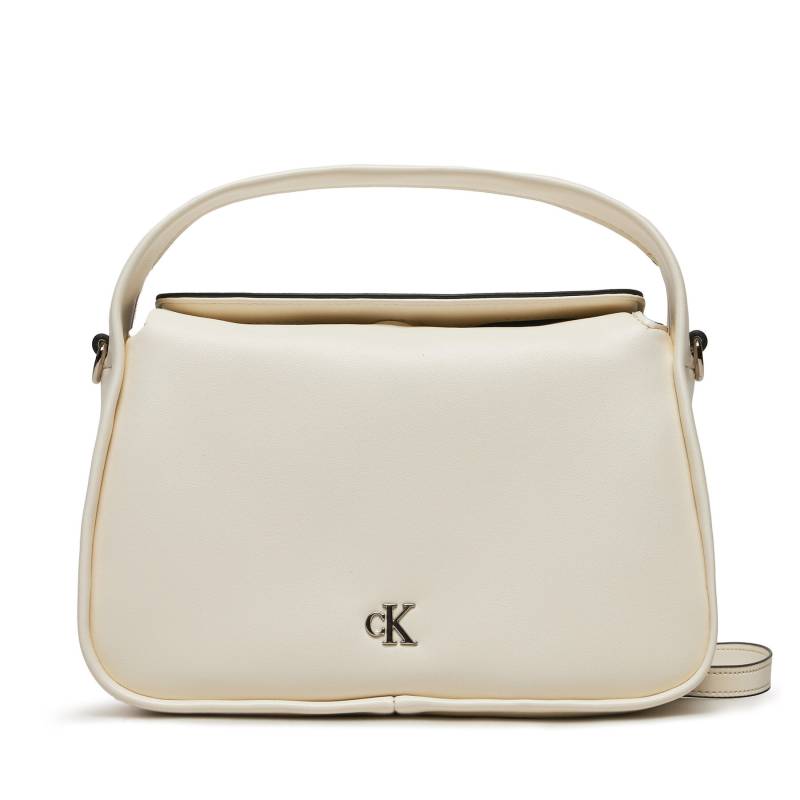 Handtasche Calvin Klein Metal Mono Mini Block20 W/Flap K60K612246 Écru von Calvin Klein