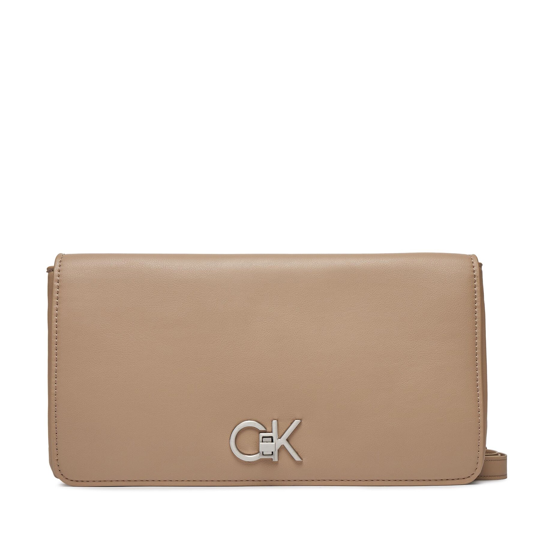 Handtasche Calvin Klein Re-Lock Double Gusette K60K611336 Beige von Calvin Klein