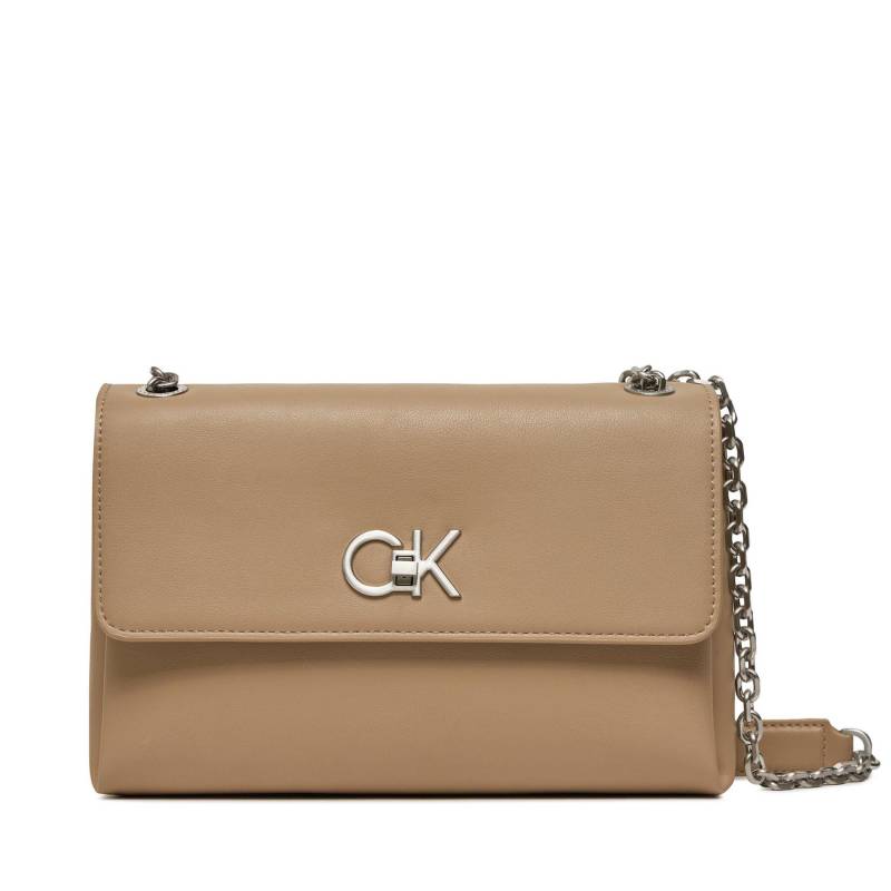 Handtasche Calvin Klein Re-Lock Ew Conv Crossbody K60K611084 Beige von Calvin Klein