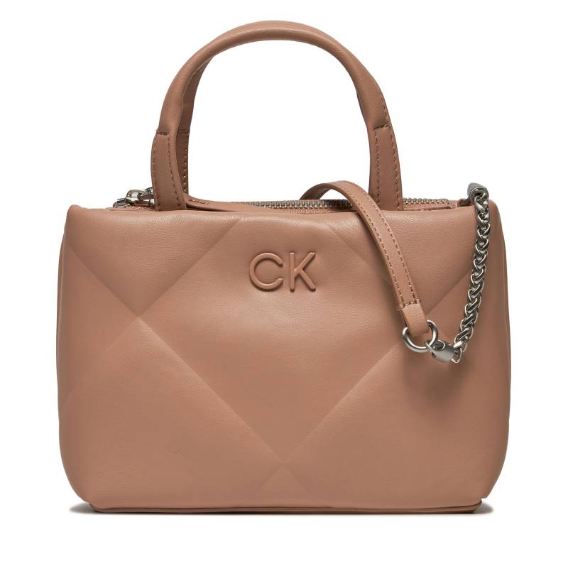 Handtasche Calvin Klein Re-Lock Quilt Tote Mini K60K611340 Beige von Calvin Klein