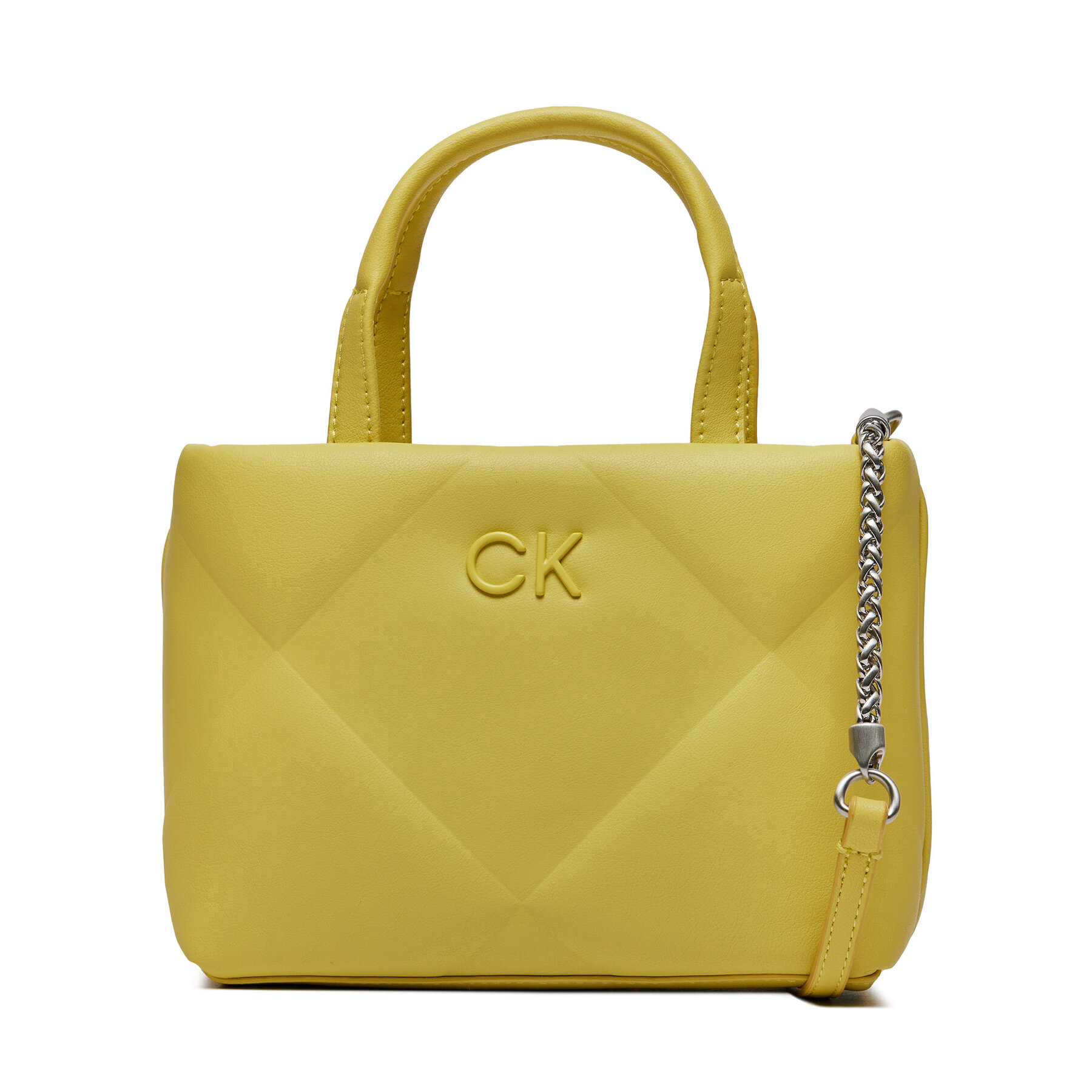 Handtasche Calvin Klein Re-Lock Quilt Tote Mini K60K611340 Gelb von Calvin Klein