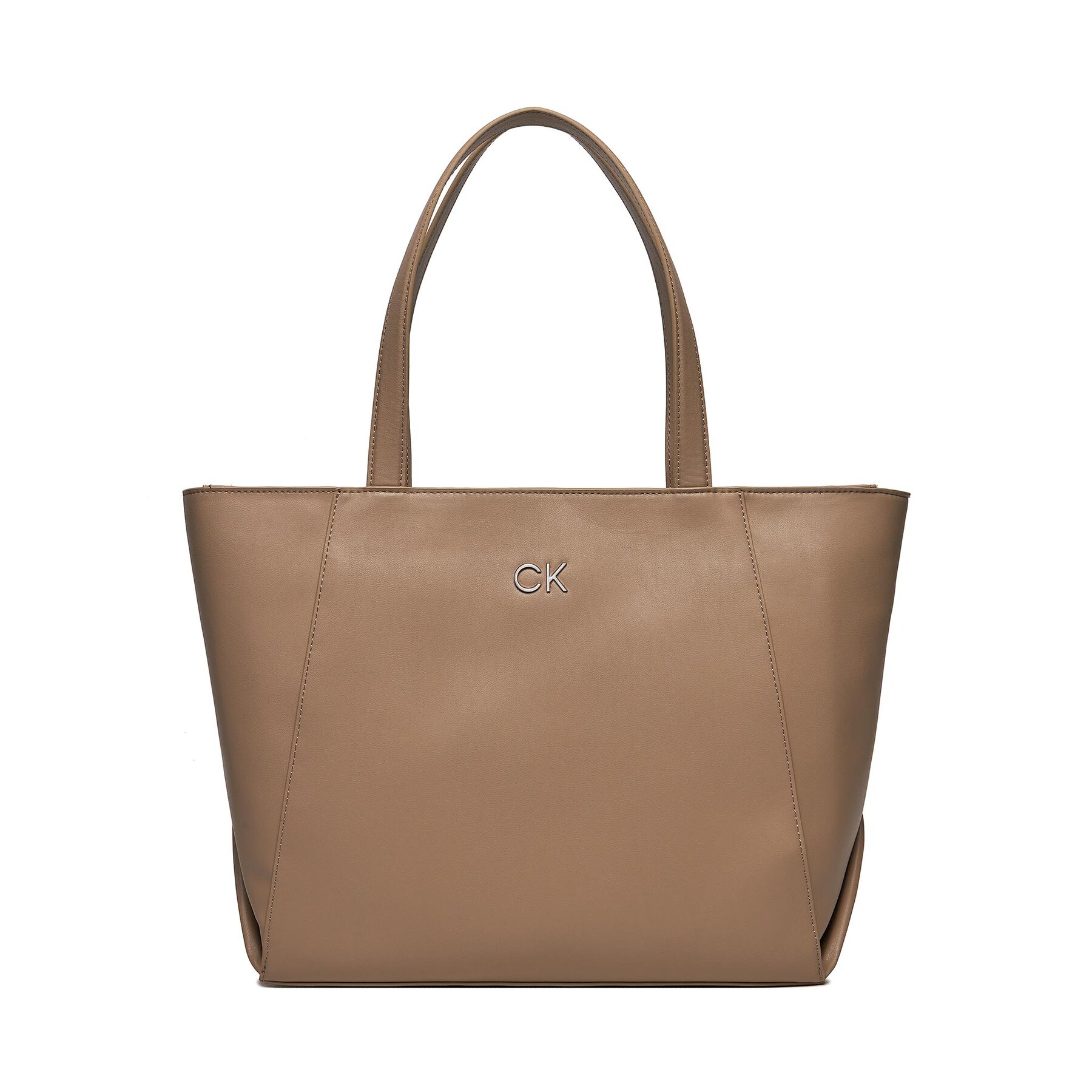 Handtasche Calvin Klein Re-Lock Seasonal Shopper Lg K60K611334 Beige von Calvin Klein