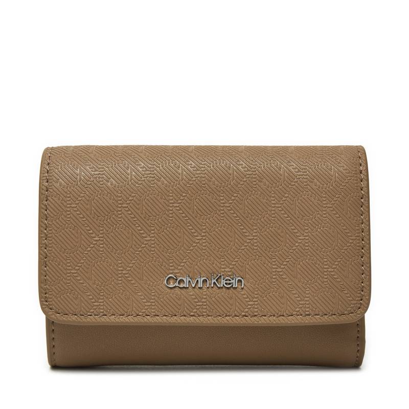 Kleine Damen Geldbörse Calvin Klein Ck Must Small Trifold_Mono K60K612829 Beige von Calvin Klein