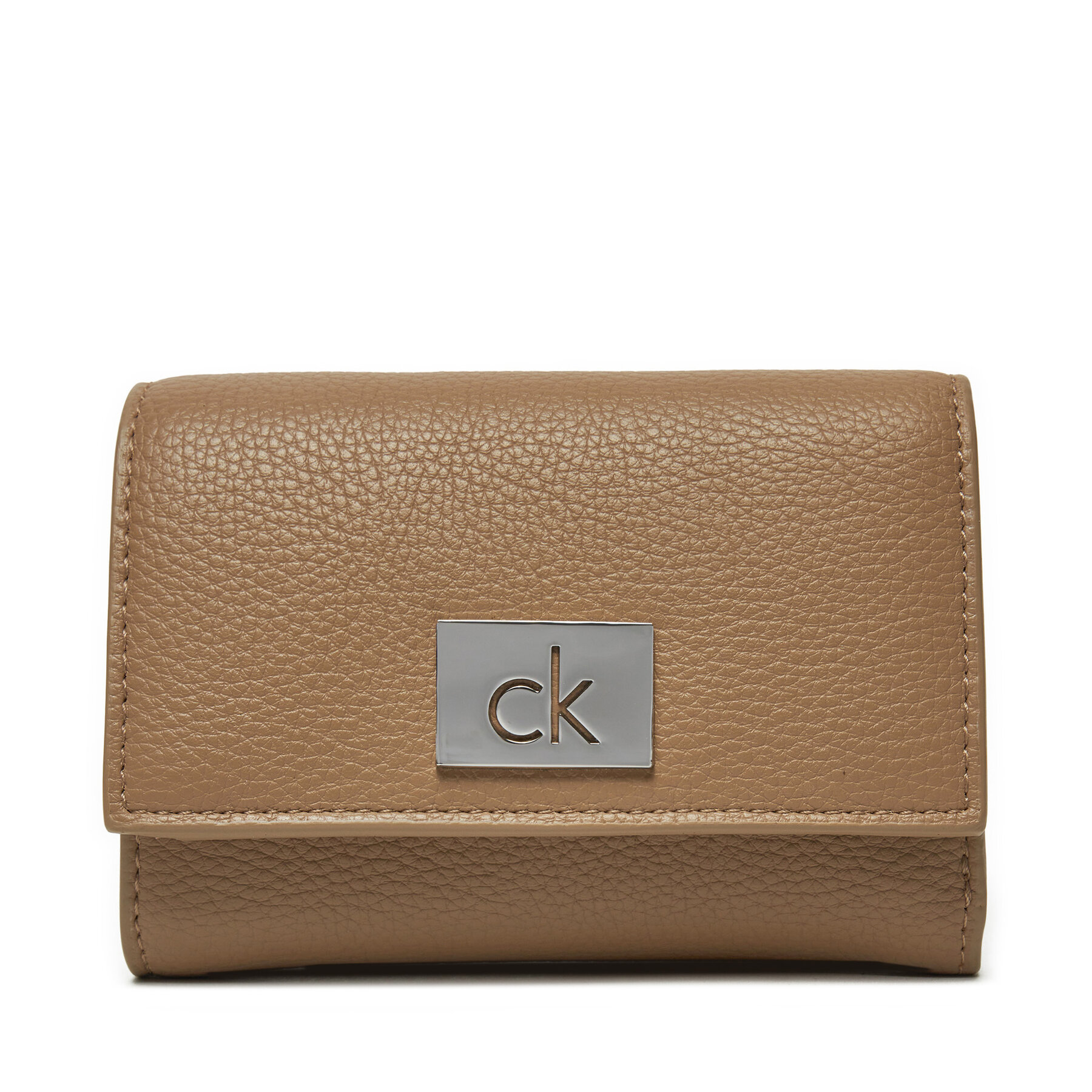 Kleine Damen Geldbörse Calvin Klein Ck Plaque Small Trifold W/Zip K60K612834 Grau von Calvin Klein