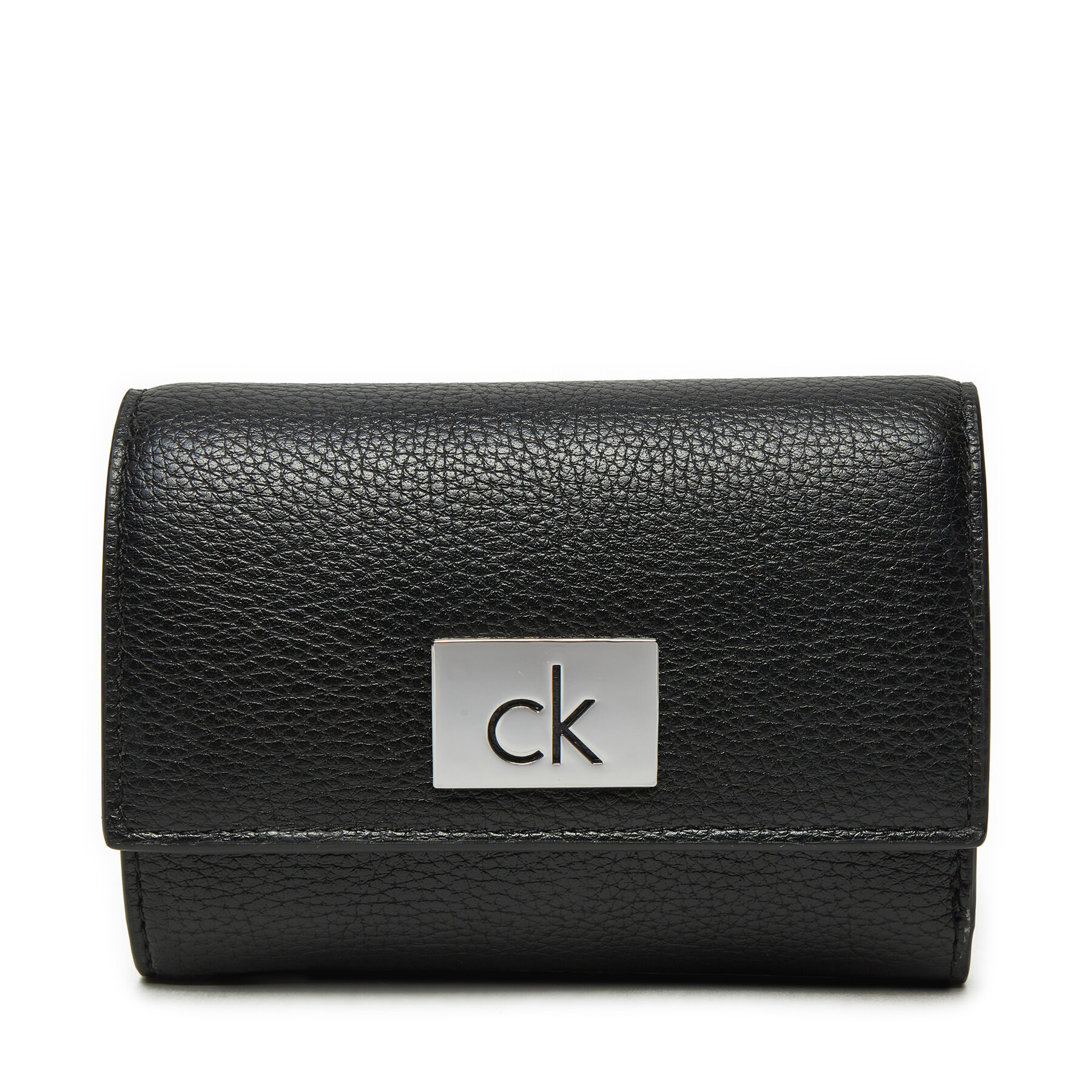 Kleine Damen Geldbörse Calvin Klein Ck Plaque Small Trifold W/Zip K60K612834 Schwarz von Calvin Klein