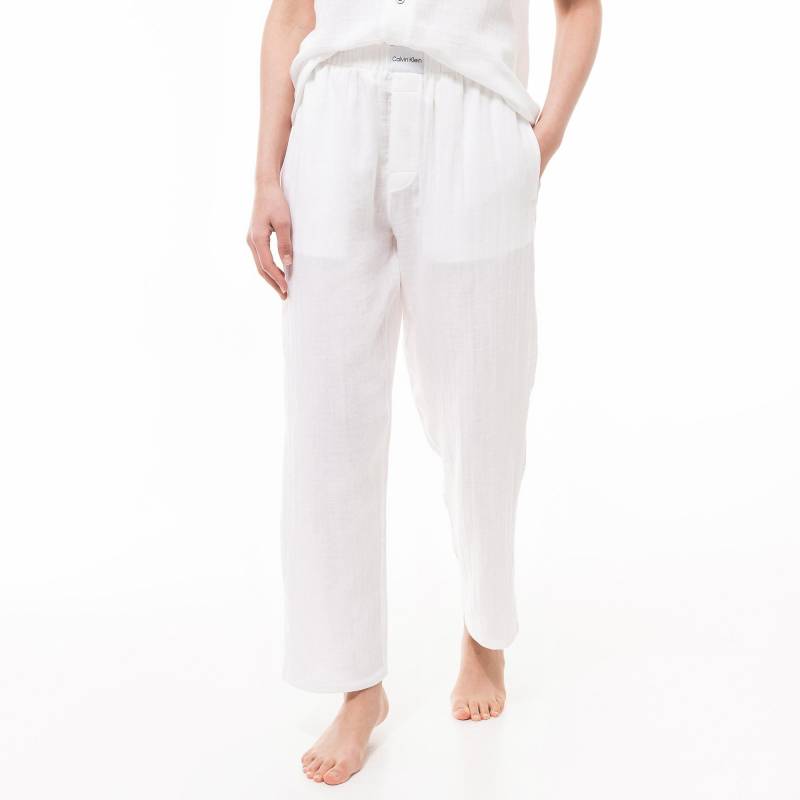 Lange Pyjamahose Damen Weiss L von Calvin Klein