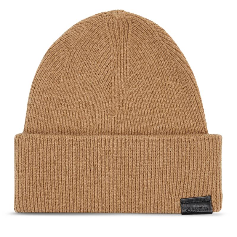 Mütze Calvin Klein Leather Patch Docker Beanie K50K510978 Grün von Calvin Klein