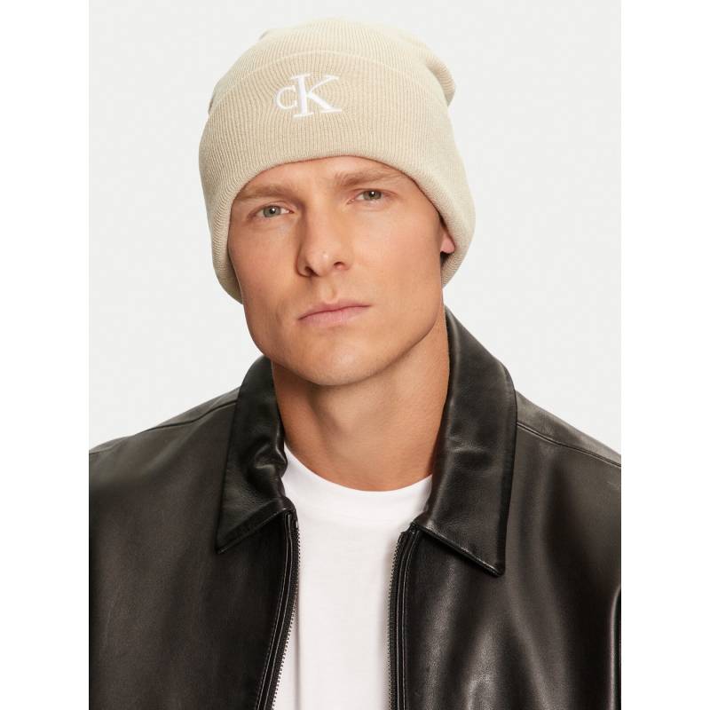 Mütze Calvin Klein Monogram Embro Beanie K50K512145 Beige von Calvin Klein