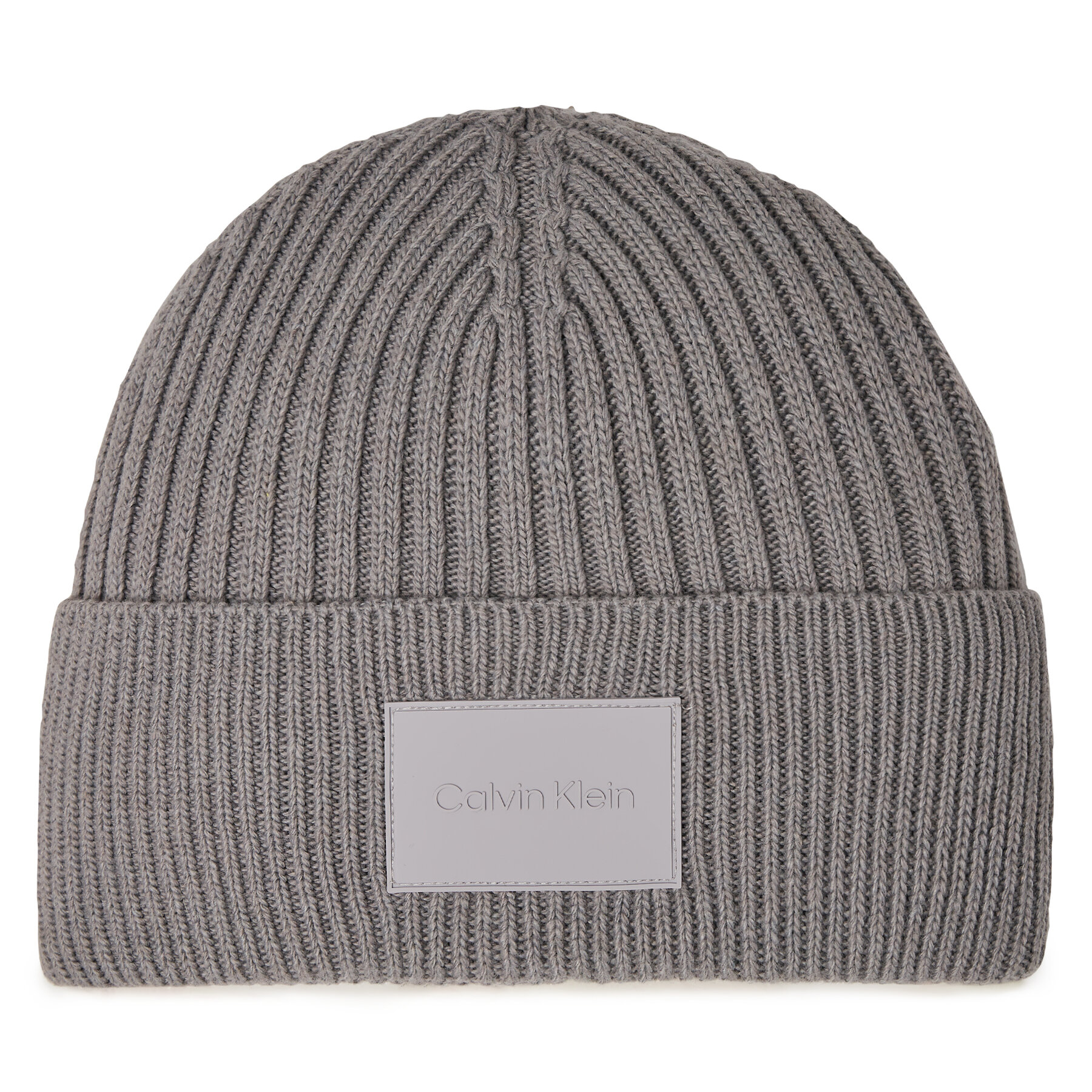 Mütze Calvin Klein Tonal Rubber Patch Beanie K50K511291 Silberfarben von Calvin Klein